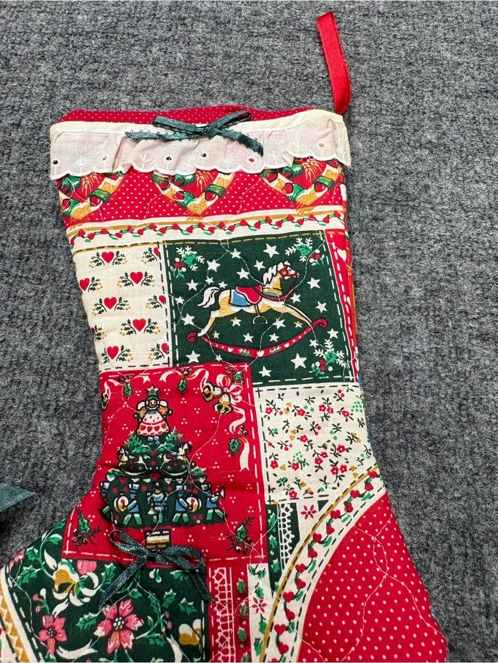 Vintage Hand Quilted Christmas Stockings Rustic Country